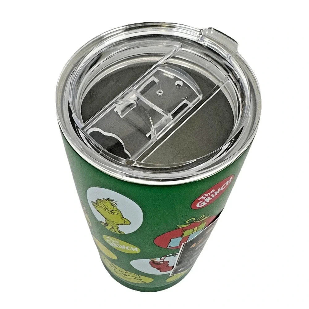 The Grinch 20oz Stainless Steel Tumbler Bioworld Christmas Cup with Lid